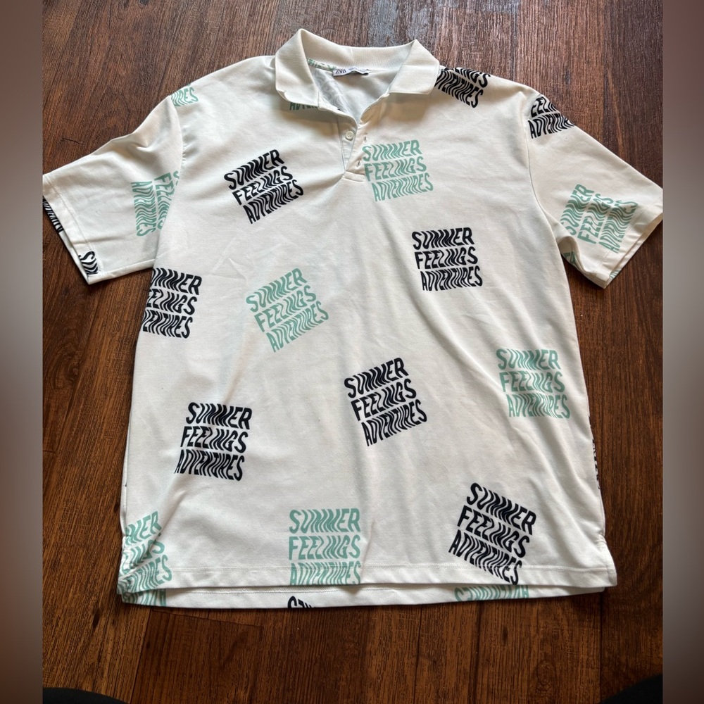 Zara Off-White Polo Shirt